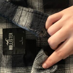 Hollister Black and Gray Plaid Shirt